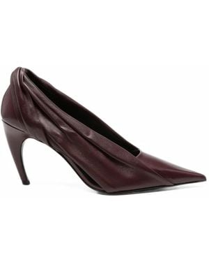 KHAITE Eve Draped Leather Court Shoes - Brown
