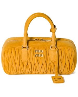 Miu Miu Arcade Schultertasche Aus Matelasse-Leder - Orange