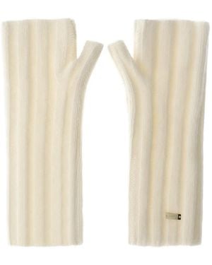 Herno Guantes De Cachemira En Canalé - Blanco