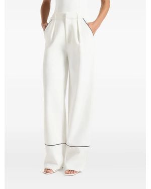 Manière De Voir Mina Contrast Piped Pleated Pants - White