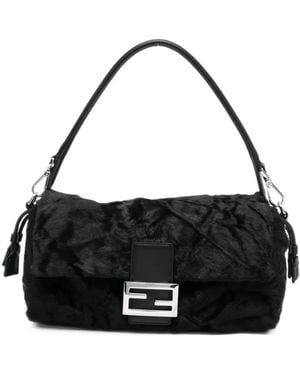 Fendi Baguette Soft Calfhair Shoulder Bag - Black