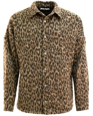 Palm Angels Jacke mit Leoparden-Print - Braun