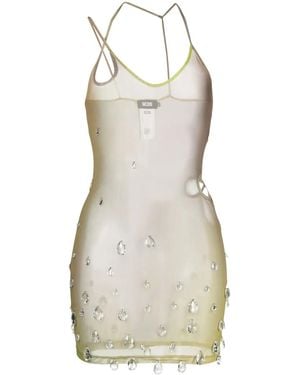 Gcds Sita Crystal-Drop Sheer Minidress - White
