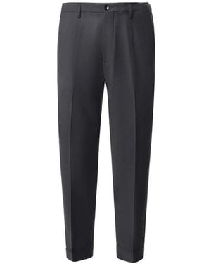 Michael Coal Pleated-Detail Turn-Up Trousers - Blue