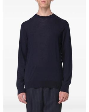 Golden Goose Ribbed Virgin Wool Jumper With Star-Back Vintage Hem - Blue