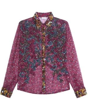 Dries Van Noten Embroidered Shirt - Purple