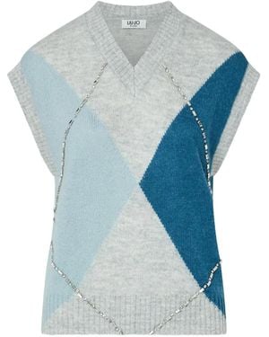 Liu Jo Argyle-Weste Mit Schmuckstickerei - Blau