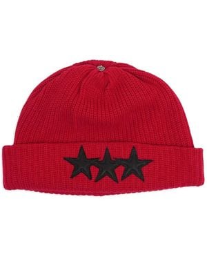 Chrome Hearts Star-Patch Beanie Hat - Red