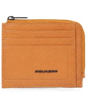 Piquadro Logo-Plaque Zip-Around Wallet - Orange