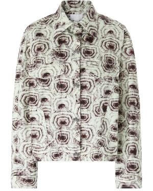 Genny Geometric-Print Cotton Jacket - Grey
