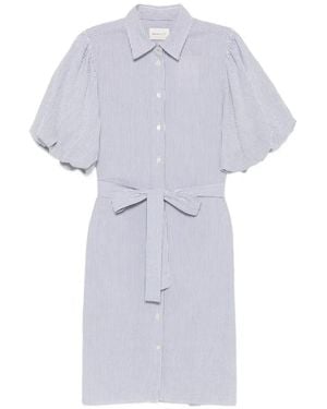 GANT Striped Balloon-Sleeve Midi Dress - White