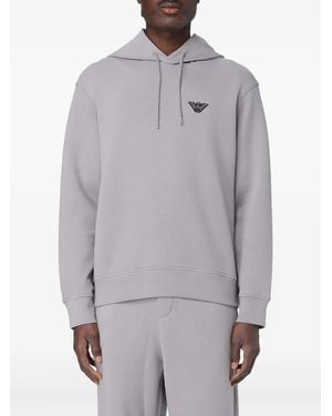 Emporio Armani Logo-Print Hoodie - Grey