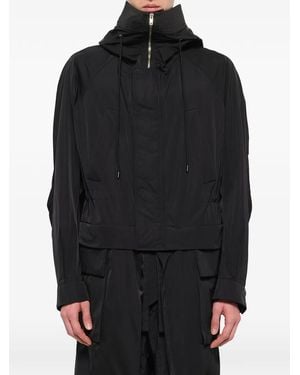Juun.J Hooded Panelled Coat - Black