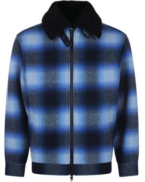 Balenciaga Chaqueta Bómber De Franela En Y Negro - Azul