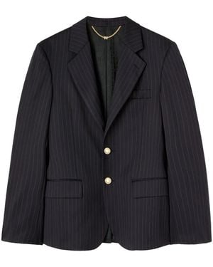Palm Angels Pinstripe Wool Single-Breasted Blazer - Blue