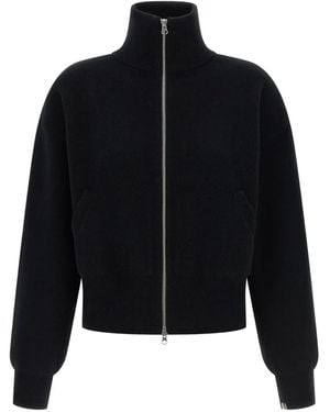 Extreme Cashmere N°385 Xtra Cute High-Neck Zip Cardigan - Black