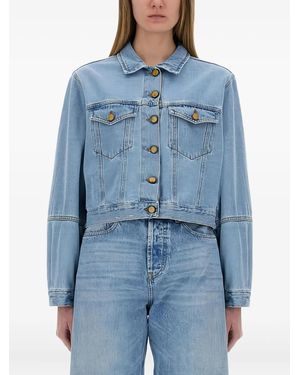 Alysi Puffed-Sleeve Denim Jacket - Blue