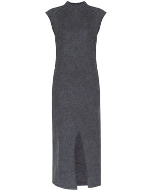Jil Sander Front-Slit Knitted Maxi Dress - Grey