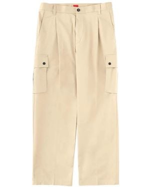 HUGO Pleated Cargo Trousers - Natural