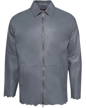 DIESEL L-Mart-B Zip-Front Leather Jacket - Blue