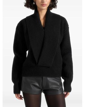 Manière De Voir Azra Plunge Knit Sweater - Black