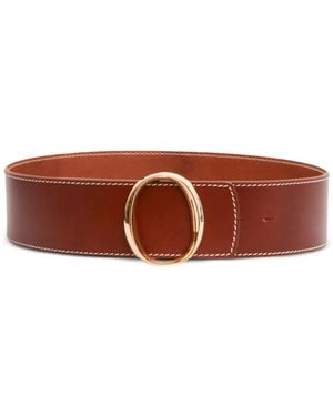 Orciani Oval-Buckle Leather Belt - Brown