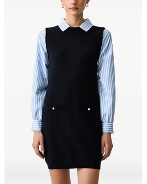 Morgan Embellished-Button Knitted Mini Dress - Blue
