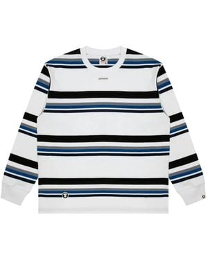 Aape By A Bathing Ape Aapenow Striped Long-Sleeve T-Shirt - Blue
