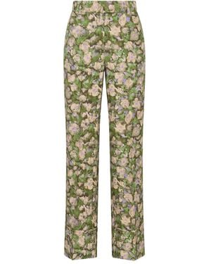 Maliparmi Floral-Print Button-Fastening Pants - Green