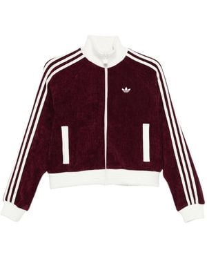 adidas Velour Zipped Sweatshirt - Red