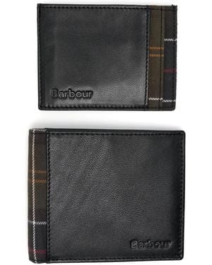 Barbour Tarjetero Y Cartera A Cuadros Tartán - Negro