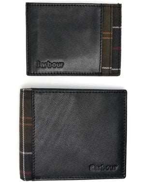 Barbour Set aus Portemonnaie und Kartenetui mit Schottenkaro - Schwarz