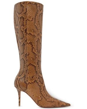 AMINA MUADDI Barbara Snake-Effect Boots - Brown