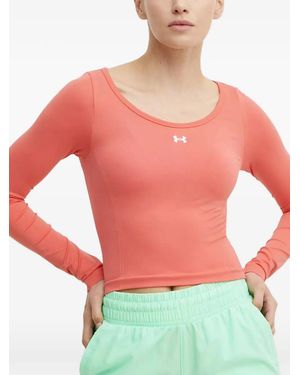 Under Armour Logo-Print Scoop-Neck Longsleeved T-Shirt - Red