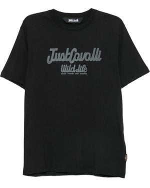 Just Cavalli Logo-Print Cotton T-Shirt - Black