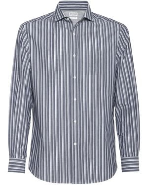 Brunello Cucinelli Camicia A Righe - Bianco
