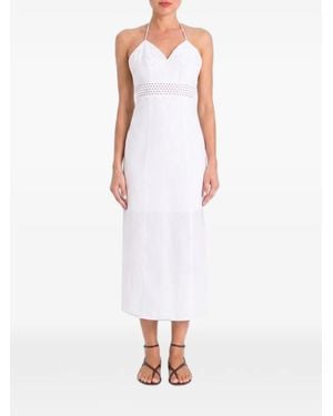 Twinset Broderie-Anglaise Halterneck Midi Dress - White