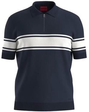 HUGO Polo A Rayas Estampadas - Azul