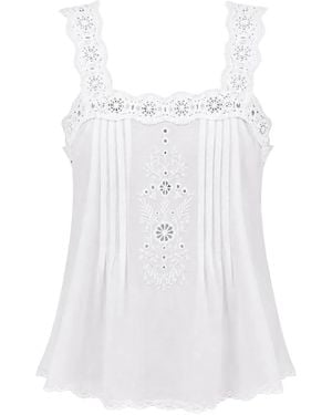 Xirena Abby Broderie-Anglaise Pintuck-Pleat Top - White