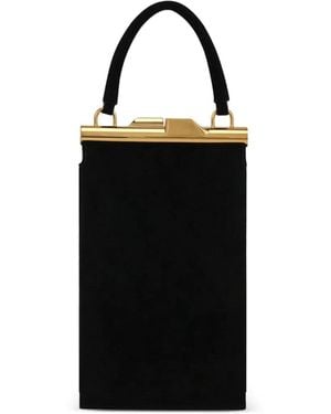 POTAMY Top-Handle Fur Mini Bag - Black