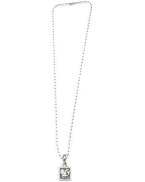 Chrome Hearts Framed Heart Square Pendant Necklace - White