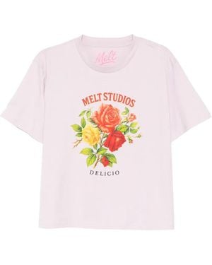 Melt Floral-Print T-Shirt - White