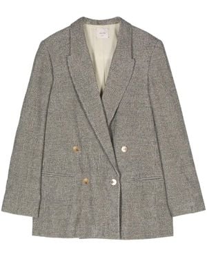 Alysi Mélange-Effect Double-Breasted Blazer - Grey