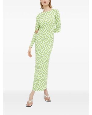 Résumé Open-Back Checkd Midi Dress - Green