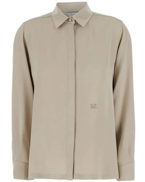 Max Mara Mxmgeranio Logo-Embroidered Shirt - Grey