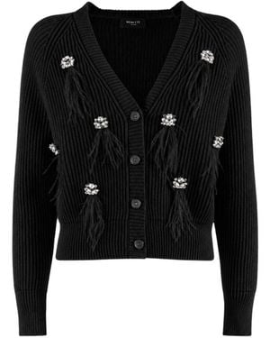 Nenette Cat Crystal-Embellished Cardigan - Black