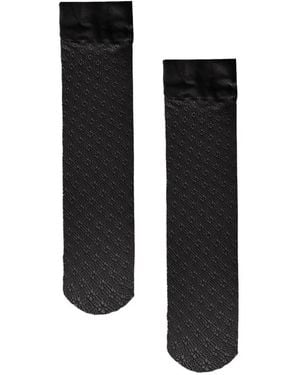 Wolford Blossom Floral-Net Socks - Black