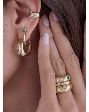 Zoe Chicco 14K Diamond Star Hoop Earrings - Brown