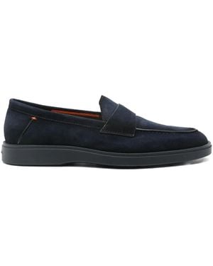 Santoni Suede Penny Loafers - Blue