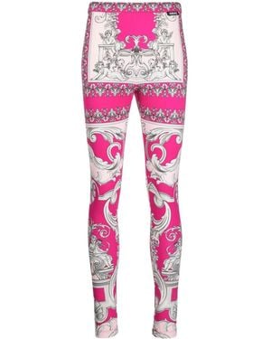 Versace Baroque-Print Leggings - Pink